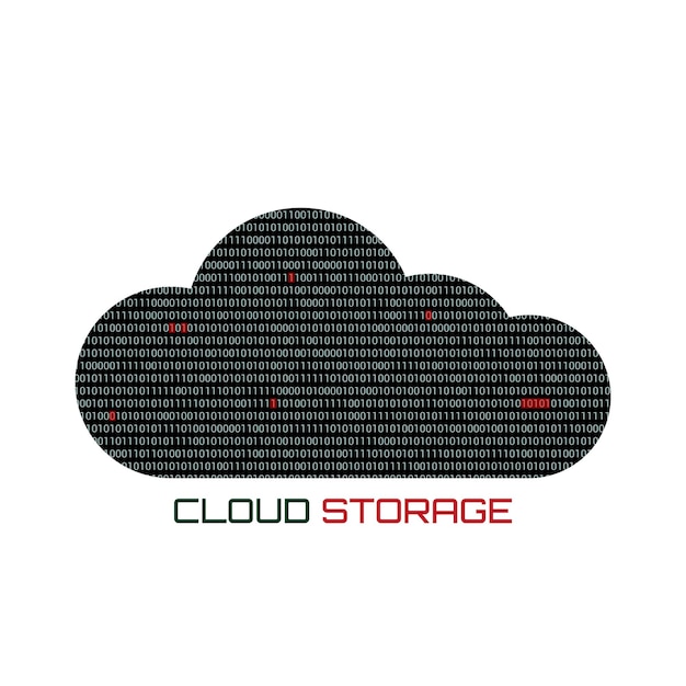 Vektorlogoet for cloud storage-tjenesten er en cloud bestående af binær kode