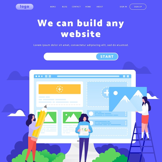 Vektorskabelon til webdesign. Forretningsteam arbejder sammen. Landing page-koncepter til websteds mobiludvikling. Moderne flad illustration