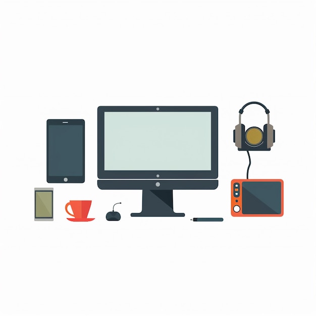 vektorteknikenhet illustration digital gadget-set modern designikon mobil cartoo