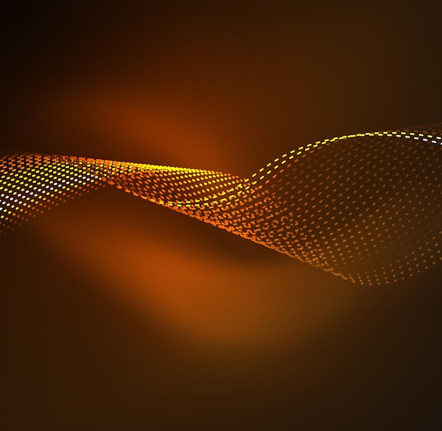 Vektorvågpartikelbakgrund 3D-belyst digital våg av glödande partiklar Futuristisk vektorillustration och teknik HUD-modernt element