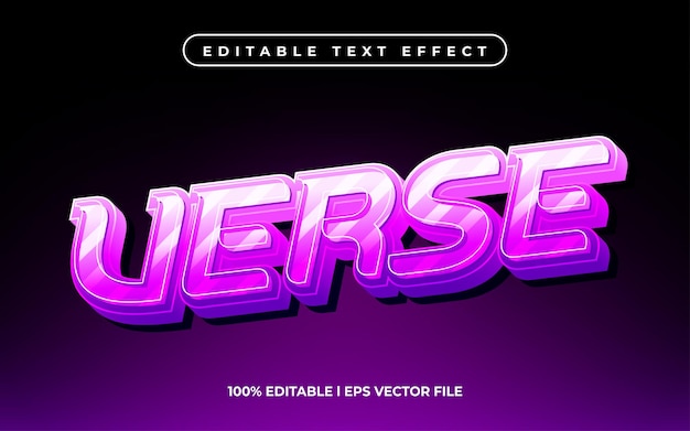 Verse text effect editable video cover and banner text style 3d typography template