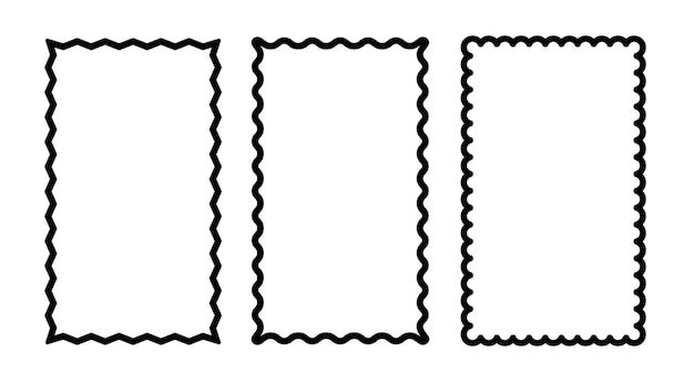 vertical rectangular contour frames with zigzag and scallop edges set