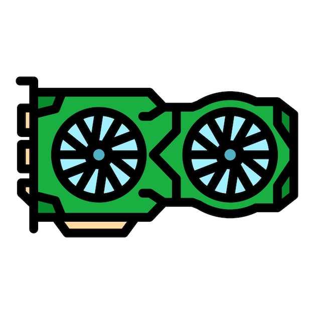 Vga card icon Outline vga card vector icon color flat isolated