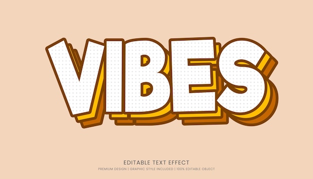 vibes editable 3d text effect template bold typography and abstract style drinks logo and brand