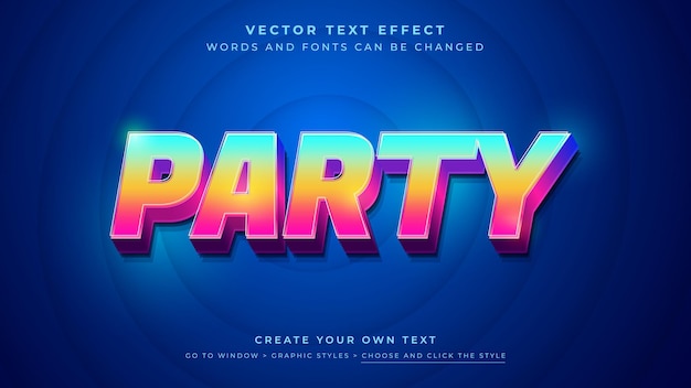 Vibrant 3D Text Effect Party Banner Vector Editable