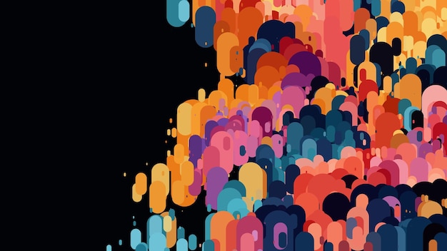 Vibrant Abstract Colorful Overlapping Shapes on Black Background