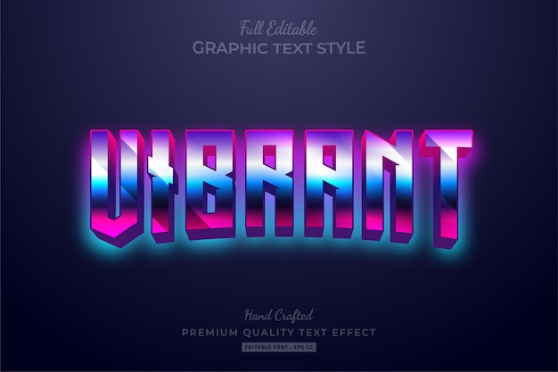 vibrant gradient 80's retro editable text style effect premium