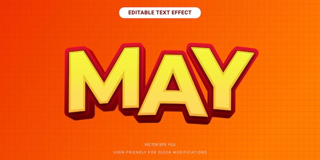 vibrant orange text effect for may editable vector with simple style