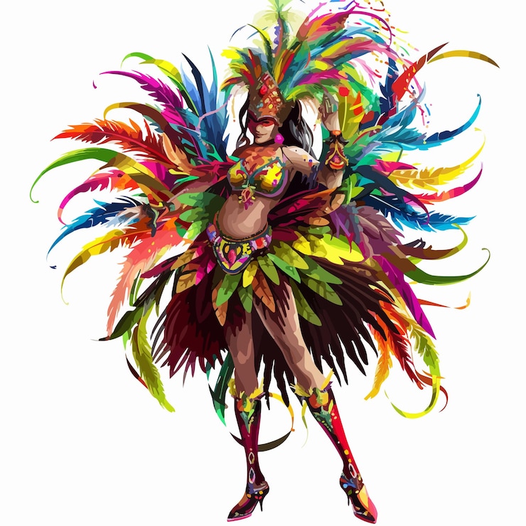 Vektör vibrant rio de janeiro carnival clipart isolated on white background