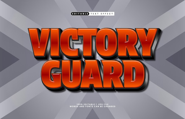 victory guard editable text effect with a hero and super text effect
