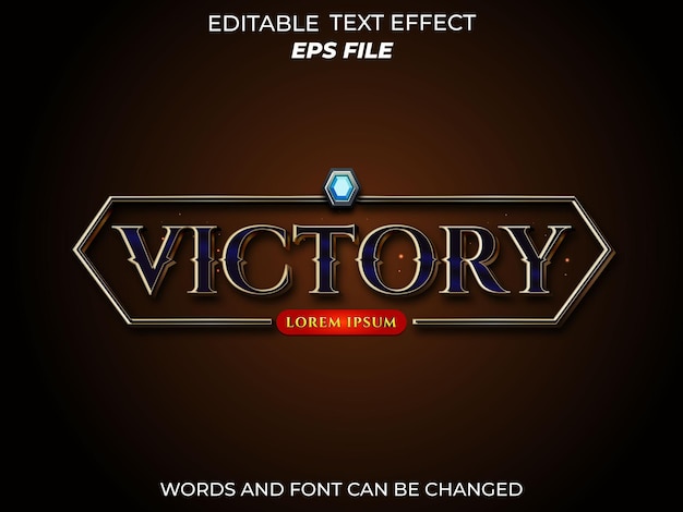 victory text effect font editable typography 3d text for badge game