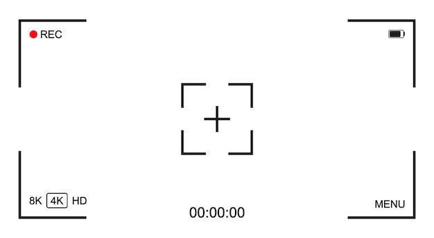 Video Camera Frame Viewfinder Overlay on Black Background Vector Template