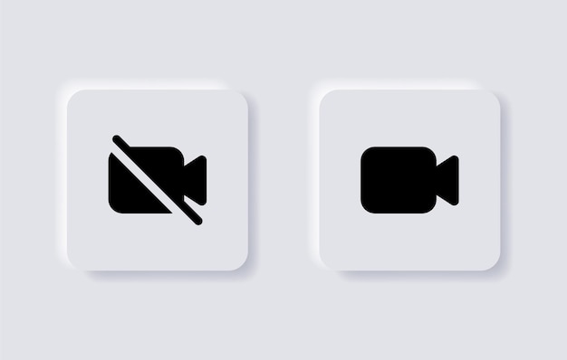 video camera icon recording off symbol in neumorphism buttons ui user interface icons