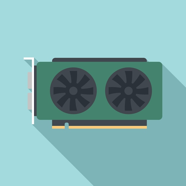 Video card hardware icon flat vector Gpu fan Graphic fan