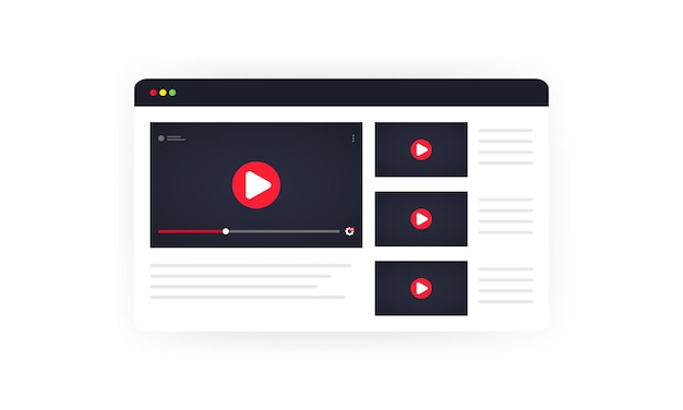 Video channel illustration. Watching vlog, webinars, lecture, video tutorial, lesson or training online. Vector on isolated white background. EPS 10.