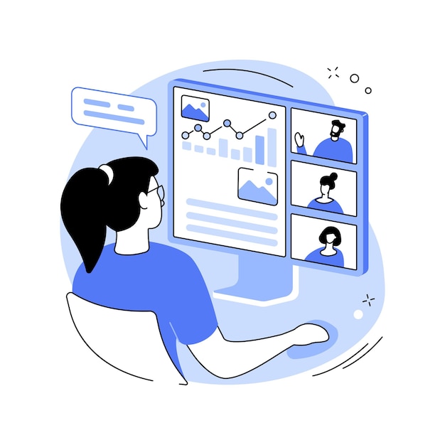 Video conferencing isolated cartoon vector illustrations