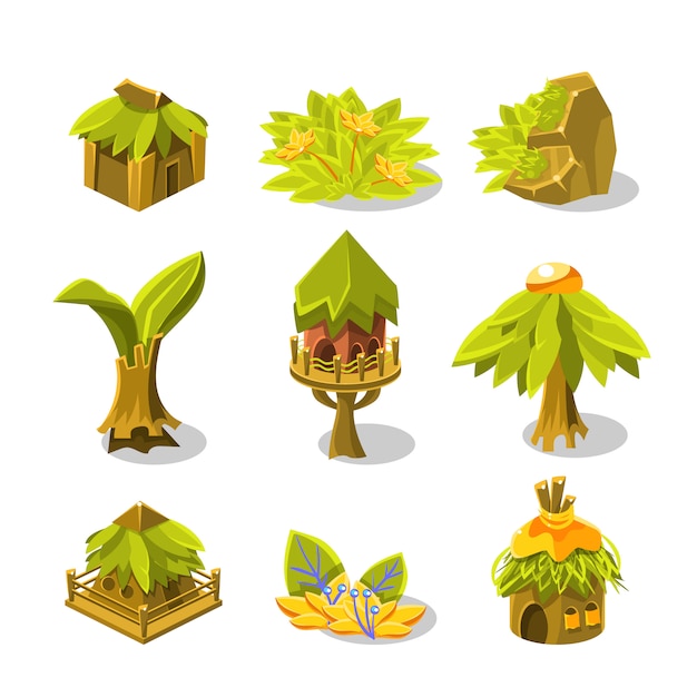 Video Game Indian Village Design Collection Of Elements