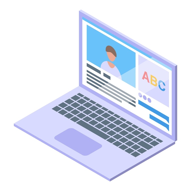 Video online money icon isometric vector Business earn Cash laptop