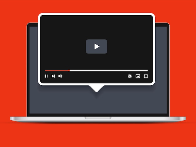 video player interface isolated on white background multimedia frame template mockup live stream