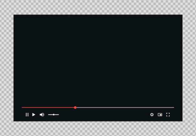 Video player interface screen template with navigation icon isolated on transparent Vector