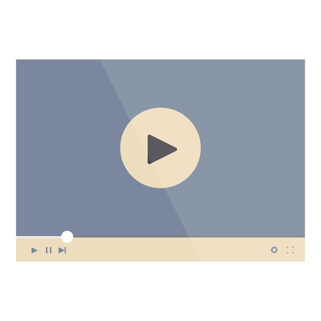 Video player showing a play button on blue background