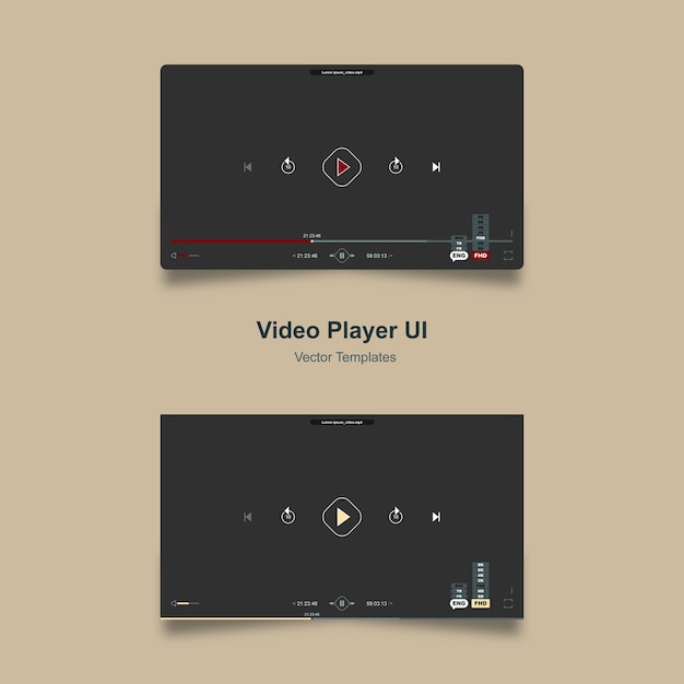 Video Player UI Vector Templates