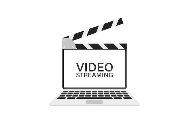 Video streaming on laptop Internet service Flat vector