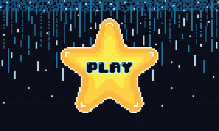 Vektör videogame scenary pixelated startup star vector
