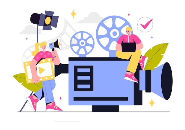 videography services vector illustration featuring video recording production film making videographer equipment and the cinema industry