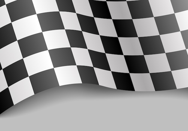 Vinkende ternet flag på grå sports racerbane baggrund