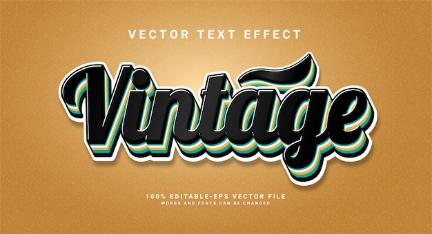 Vintage 3D text effect. Editable text style effect with blue color theme.