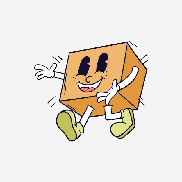 Vintage 90s cartoon character expression sticker comic vector design