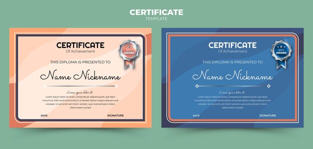 Vintage abstract gradient background set certificate template