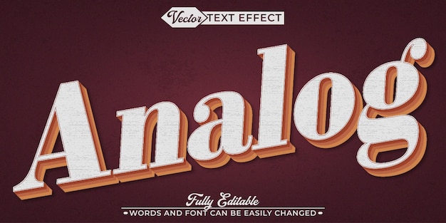 Vintage Analog Vector Editable Text Effect Template