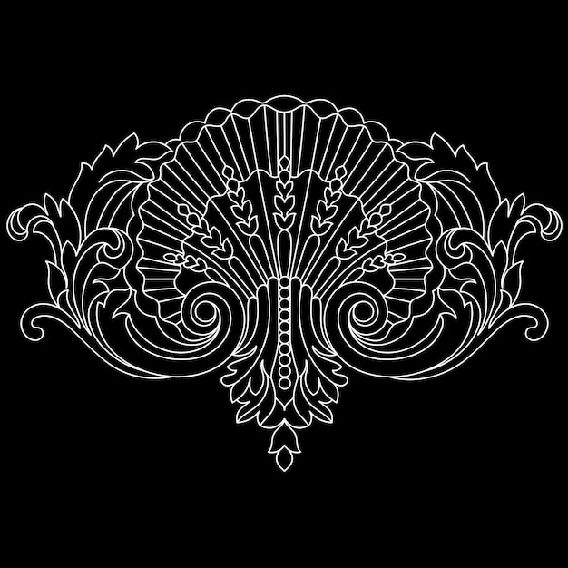 Vintage baroque scroll ornament engraving border floral retro pattern in antique style