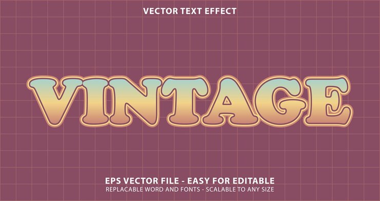 Vektor vintage bold editable text effect sticker