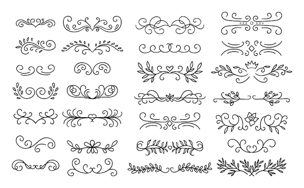 Vintage frames and decorative text dividers monogram patterns plant elements