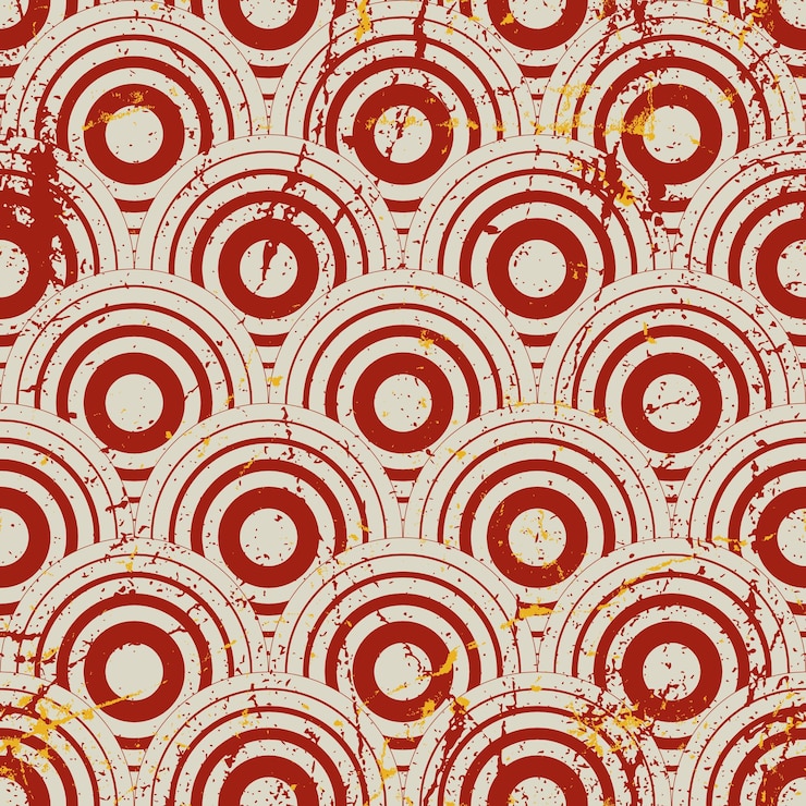 Vektör vintage geometric seamless pattern, vector repeat background with aged grunge texture.