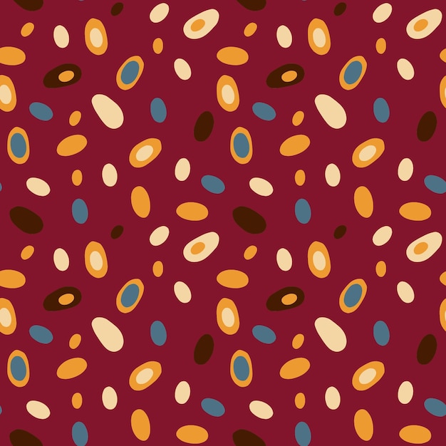 Vintage pattern of uneven ovals a red background Seamless vector image for textiles wrapping wall