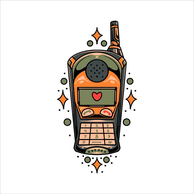 vintage phone tattoo vector design