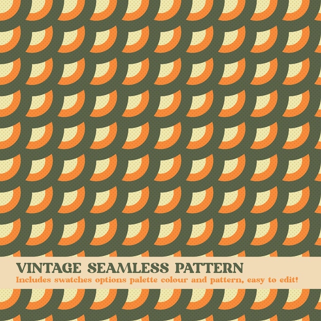 vintage seamless pattern design with swatches options color palette and pattern