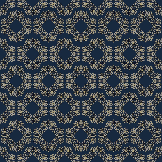 vintage seamless pattern gold color line style on dark background for use spa service, greeting card, banner of hotel, business offer, wedding invitation etc. vector illustration