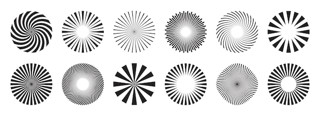 vintage sunburst collection bursting sun rays fireworks logotype or lettering design element radial