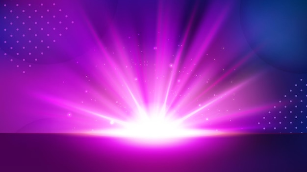 Violet Light Rising from Horizon Glowing Shine Background Widescreen Vector Illustration