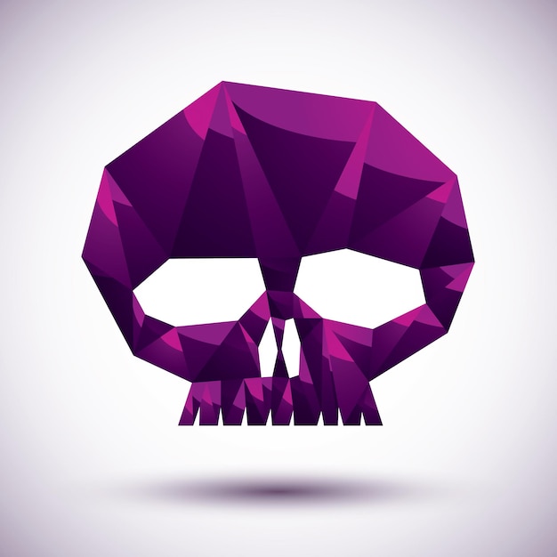 violet skull geometric icon made in 3d modern style, best for use as symbol or design element.