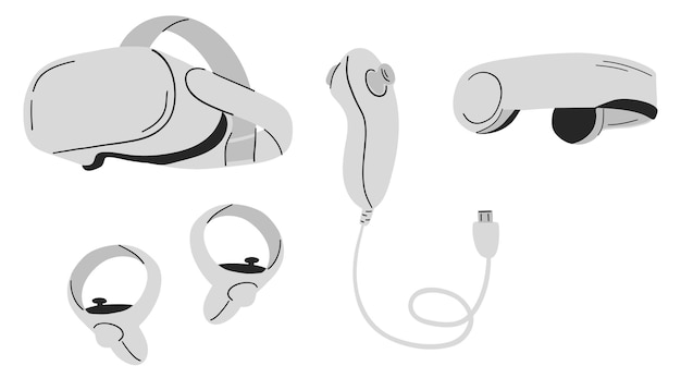 Virtual reality headset icon set monochrome style VR headset for immersive virtual reality simulat