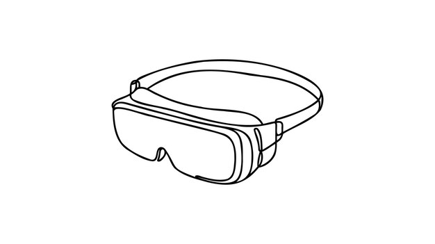 Virtual reality headset one continuous line design style illustration isolated on white background
