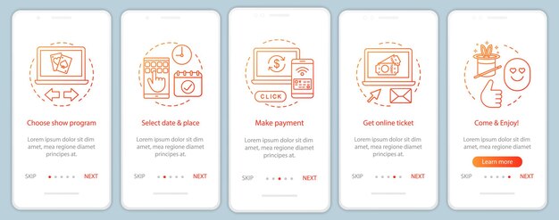 Vis onboarding mobil app side skærm vektor skabelon
