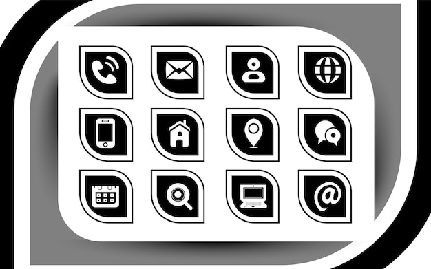Visitkort ikoner samling Kontakta oss ikon set och Business and Office Icons Set