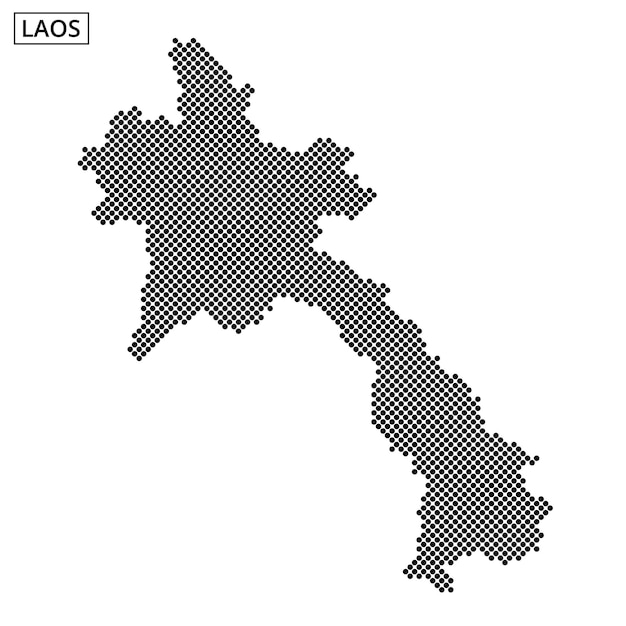 Visual representation of Laos map with dotted pattern and abstract lines